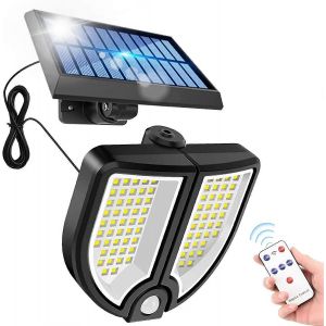 Lampe Solaire Ext&eacute;rieure Avec D&eacute;tecteur De Mouvement,Projecteur &Agrave; Panneau Solaire S&eacute;parable 90led - Neuf