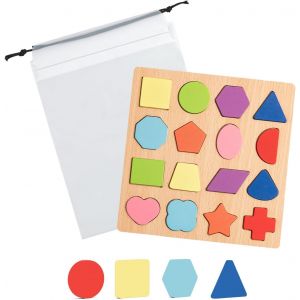 KASFL-Puzzles Enfant En Bois De Forme Géométrique,Jeu D'Association De Formes Géométriques,Jouets Puzzle En Bois Montessori,Jouet Géométrique Puzzle,Pour Garçons Et Filles De 1 À 5 Ans, - Neuf