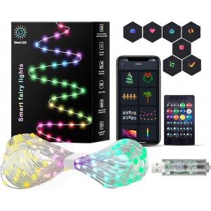 Guirlande Lumineuse Intelligente Usb Avec Télécommande Et Contrôle Par Application,Synchronisation De La Musique,12 Modes,Multicolore Et Blanc Chaud Pour Chambre,Noël,Fêtes,Mariage,Centre De - Neuf