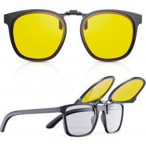 Chicslick-Lunettes De Conduite De Nuit Surdimensionn&eacute;es &Agrave; Clipser Pour Homme Et Femme, Anti-Reflets Des Phares Venant En Sens Inverse, Design Tendance Pour Dissimuler Discr&egrave;tement Vos Lunettes[X1591] - Neuf