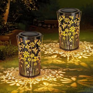 Lot De 2 Lanternes Solaires Papillon, Cadeau Anniversaire Femme, Lanternes M&eacute;tal, Ornements De Jardin, Imperm&eacute;ables, Led Suspendus Table Patio - Neuf