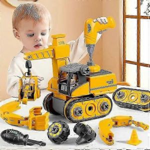 Assembler des v&eacute;hicules camion bricolage kit de construction pour les enfants,voiture d'ing&eacute;nierie 4 en 1 avec perceuse &eacute;lectrique,cadeau &eacute;ducatif - Neuf