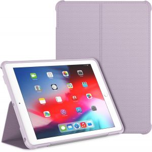 Coque pour iPad 6e G&eacute;n&eacute;ration/iPad 5e G&eacute;n&eacute;ration 9,7 Pouces 2018/2017, Support Pliable Double avec Coque Arri&egrave;re en TPU Antichoc, Fonction Veille/R&eacute;veil Automatique, Violet Clair - Neuf