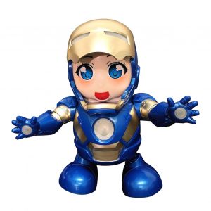 Petit robot jouet musical, eclairage, danse, masque coulissant, electrique, pour enfants, bleu - Neuf