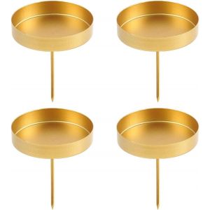KALANKA-Lot de 4 Bougeoirs Or, 10cm Bougeoirs Noël de l'avent, Porte Bougie Decoration Noël, Support Bougie en Métal, pour Couronnes Guirlande Noël Décoration Christmas Decoration - Neuf
