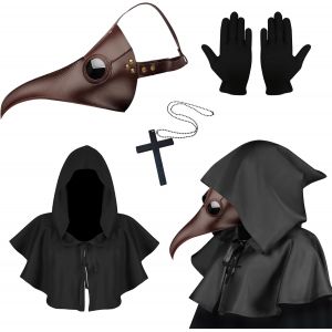 Cauc-Masque Gothique De M&eacute;decin De La Peste, Masque R&eacute;tro De Style Steampunk Pour Cosplay, Masque &Agrave; Bec Et Gants Noirs, Accessoires Pour D&eacute;guisement D&iquest;Halloween - Neuf