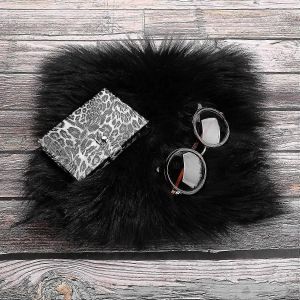 Coupes De Tissu De Fausse Fourrure Noire - 10 Pouces Carr&eacute;s En Peluche Pr&eacute;d&eacute;coup&eacute;s Bandes Pour La Couture D'artisanat De Bricolage - Neuf