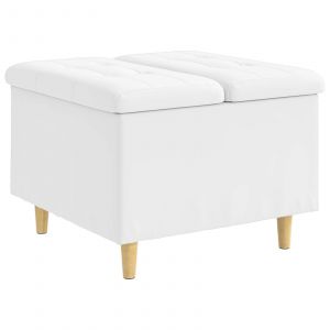 vidaXL Tabouret bouton avec coussin Blanc 60 x 60 x 45 cm Simili cuir - Neuf