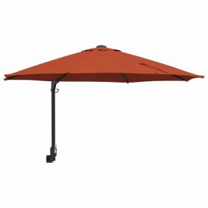 Parasol De Jardin Inclinable Moderne 248 X 248 X 148 Cm Pour Ext&eacute;rieur Convivial En Polyester Terre Cuite Helloshop26 02_0058631 - Neuf
