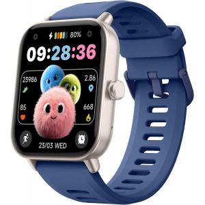 Montre Connect&eacute;e pour Enfants, Smartwatch 44mm Pas de T&eacute;l&eacute;phone N&eacute;cessaire Tracker, Moniteur de Fr&eacute;quence Cardiaque,Sommeil,Stress,SpO2,Compteur de Pas,Jeux,pour Gar&ccedil;ons et Filles &Acirc;g&eacute;s de 3 &agrave; 15 Ans - Neuf