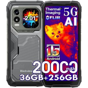 Blackview XPLORE 1 Pro 5G T&eacute;l&eacute;phone Portable Incassable 20000mAh 36Go+256Go/2To Android 15 6.78" NFC/AI/Dual SIM - Noir - Neuf