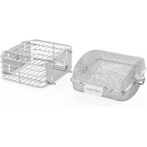 Ulteronixshop-Onlyfire 2 Panier &agrave; Barbecue en Acier Inoxydable pour Tournebroche, Panier Grille pour Barbecue, Panier de Cuisson pour L&eacute;gumes, Frites, Viande, Poisson, Carr&eacute; + Rond - Neuf
