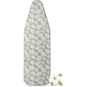 MEVRONISSHOP-Housse Table &agrave; Repasser 125x45 cm &iquest; Housse de Table a Repasser Pur Coton - R&eacute;fl&eacute;chit la Chaleur pour Un Repassage Rapide - Bord &Eacute;lastique Housses De Rembourrage en Coton &Eacute;pais - Neuf