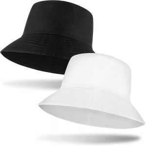 Chapeau De Pêche Au Chapeau D'été Bucket Hathat(Noir, Blanc, 2 Pièces) Cadeau - Neuf