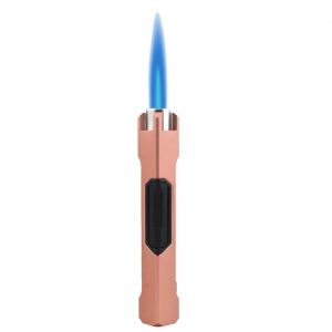 HJLIAN Briquet de camping portable a flamme bleue rechargeable au butane pour barbecue (or rose) - Neuf
