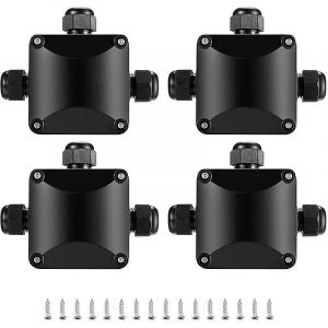 Boîte de jonction IP68 4 pièces, connecteurs étanches 3 voies pour boîtier électrique extérieur, boîte de jonction étanche ¿ Ø 5,5 mm-10 mm/noir - Neuf