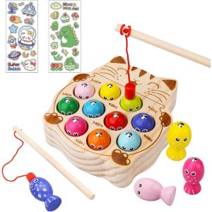 ERYI-Jeux Montessori,Peche Magnetique Jeux Enfants 2 Ans,Jouets En Bois Jeu De Pêche,Educatif, Magnetique Enfant,Cadeau Garçon Fille,Jeu De,Enfants Cadeau 2-5 Ans - Neuf