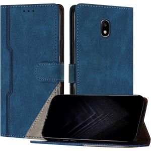 Sansh-Étui Pour Samsung Galaxy J330 / J3 2017, Housse En Cuir Pu Avec [Protection Antichoc Tpu] [Fonction Support] [Porte-Cartes ] Antichoc Magnétique Coque Pour Galaxy J330 - Bleu - Neuf