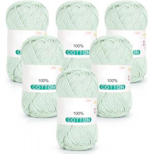 Tianyi-Fil À Crochet En Pur Coton Pour Crochet Et Tricot, 6 Écheveaux (50 G Chacun, 300 G Au Total), Idéal Pour Linges À Vaisselle, Couvertures Pour Bébé, Vêtements Et Loisirs Créatifs (Vert) - Neuf