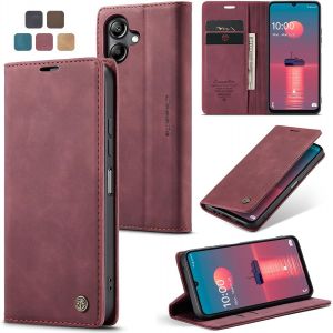 Samsung Galaxy A06 4G/5G Case Shockproof Premium Pu Leather Card Slots Wallet Pouch Case With Stand Flip Cover Samsung Galaxy A06 4G/5G - Wine Red - Neuf
