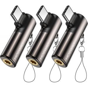 LORANKA-USB C &agrave; 3,5 mm Jack, Type C Adaptateur Casque Angle Droit Auxiliaire Microphone Dongle Audio Haute R&eacute;solution DAC Chip Compatible avec Galaxy S24 S23 S22 Ultra S20 FE A53 Note 20 Pixel 7 - Neuf