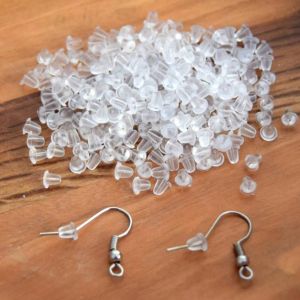 Lot De 400 Embouts Silicone - Fermoir Pour Boucles D'Oreilles 4x4mm, Cr&eacute;ation De Bijoux - Neuf