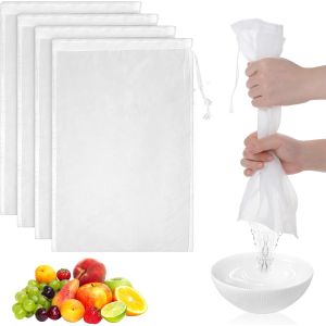 Cmws-Lot De 4 Sacs En Nylon R&eacute;utilisables Pour Filtrer Le Jus, Le Caf&eacute;, Le Yaourt, Le Lait De Noix, Les Fruits, Le Vin, Les Huiles De Lin Et Le Gel Capillaire (31 X 20 Cm) - Neuf