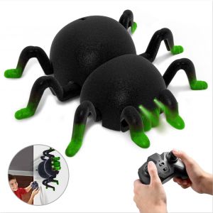 Araignee telecommandee pour enfants, jouet realiste pour grimper aux murs, avec lumiere et ventouses, pour Halloween, vert - Neuf