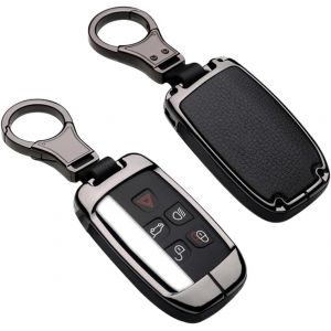 Housse de clé de voiture noire pour Land Rover, en alliage de zinc, en cuir, pour Range Rover Defender, Discovery, Evoque, LR4, Sport, pour Jaguar, étui pour clé de voiture à distance, porte-clés - Neuf