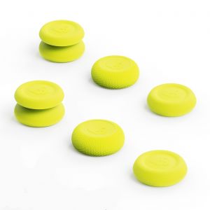 Set de Thumb Grip, capuchons de joystick Skin, CQC et FPS pour manette Nintendo Switch Pro & manette PS5 / PS4 / Slim/Pro SAVAGE RAVEN by Skull & Co., Jaune fluo, 3 paires (6 pi&egrave;ces) - Neuf