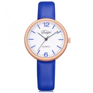 Duoya Femmes Mode D&eacute;contract&eacute; Cadran Rond Analogique Pu Montre-Bracelet Cadeau Robe Montre &Agrave; Quartz (Bleu Royal) - Neuf