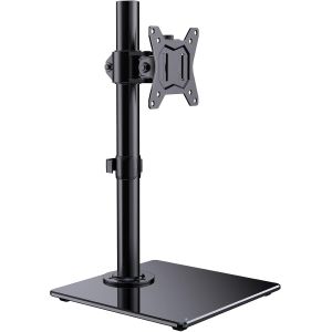 Ulteronixshop-Support de Moniteur pour &eacute;cran Plat & incurv&eacute; 13-32 Pouces, Support de Moniteur avec Socle en Verre tremp&eacute; Stable, R&eacute;glable en Hauteur, Inclinable, Pivotant, Rotatif, VESA 75/100mm Gami - Neuf