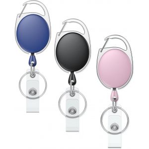 5 Pack Porte Cl&eacute; R&eacute;tractable Robuste Pour Porte Badge Enrouleur Bo&icirc;tier Abs Color&eacute; Avec Bobine De Ressort Acier Inoxydable Mousqueton En Corde De Nylon De 60 Cm Et Anneau De Cl&eacute;, 5 Couleurs - Neuf