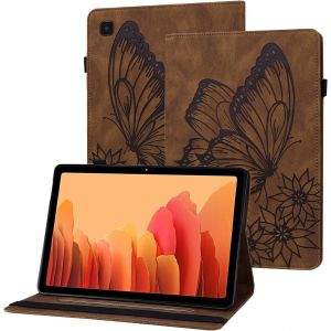 Etui Galaxy Tab A7 2022/2020 Housse En Cuir Pu Papillon En Relief Portefeuille Coque De Protection Tablette Pour Samsung Galaxy Tab A7 10.4 Pouces Sm-T500/T503/T505/T509 - Brun.[F4173] - Neuf