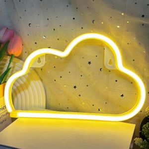 Néon Led Nuage, Lampe Neon Signe Décoration Murale Alimenté Par Usb Ou Pile, Enseigne Lumineuse Neon Deco Pour Chambre À Coucher, Salon, Gaming, Bar, Noël, Fêtes (Nuage Jaune) - Neuf