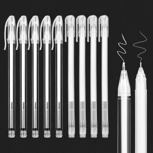 Tianyi-Lot De 9 Stylos Gel Blancs Avec Pointe De 0,6 Mm 0,8 Mm, Marqueur Blanc, Pinceaux Blancs Pour Dessin, Croquis Sur Papier Noir, Cr&eacute;ation Artistique - Neuf