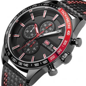 Mini Focus Hommes Chronographe Sports &Eacute;tanche Analogique Quartz Multifonction Montre-Bracelet (Rouge + Noir) - Neuf