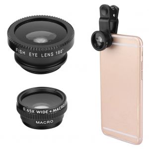 Objectif macro fisheye grand angle 10X 3 en 1 pour telephone portable avec clip pour accessoires de smartphone - Neuf