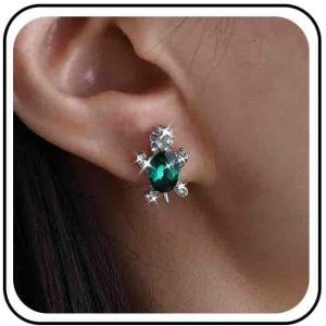 Kal-Boucles D'oreilles Tortue En Cristal Vert Diamant Cz Strass Boucles D'oreilles Tortue De Mer Ovale &Eacute;meraude Tortue Animaux Boucles D'oreilles Oc&eacute;an Bijoux Pour Femmes - Neuf