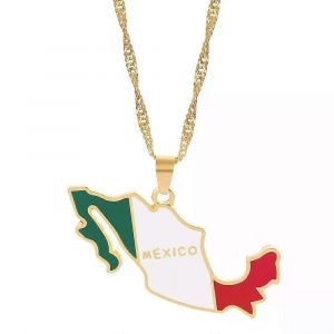 Carte Mexicaine Drapeau Collier Mode Breloque Cartes Mexicaines Cha&icirc;ne De Cou Pour Hommes Et Femmes Bijoux Pendentif Cadeaux - Neuf