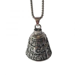Cloche De Gardien De Moto Vintage, Design 3d, Design D'aile R&eacute;tro, Pendentif D'ange, Cloche En Alliage De Style Punk, Motard, Breloque Porte-Bonheur Pour Hommes--Bell Necklace - Neuf