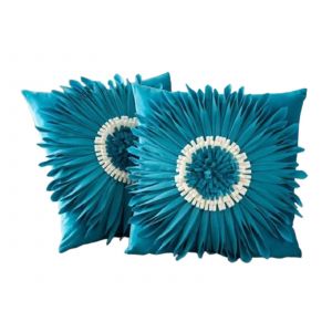 Ensemble De 2 Housses De Coussin Tournesol, Housses De Coussin D&eacute;coratives Bleues - Neuf