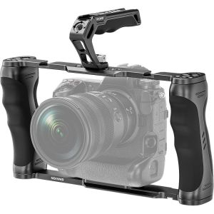 NEEWER Cage Universelle pour caméra et poignée supérieure avec kit de Broches de positionnement Arri 3/8&#34;, stabilisateur vidéo avec Base Arca, Deux poignées, Compatible avec Les Accessoires SmallRig - Neuf