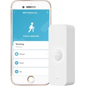 Capteur de Mouvement WiFi PIR: détecteur de Mouvement intérieur Intelligent avec alertes et enregistrements de Notification d'application, Batterie Incluse, détecteur de Mouvement Infrarouge 1 pièce - Neuf