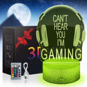 Veilleuse 3d Casque Pour Pnfants, Lampe &Agrave; Illusion Led Avec Changement De 16 Couleurs Et T&eacute;l&eacute;commande, Cadeau D'anniversaire De No&euml;l Pour Gar&ccedil;ons Ou Filles - Neuf