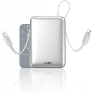 JGD-Travel Essentials Chargeur portable 20 000 mAh avec c&acirc;bles int&eacute;gr&eacute;s et &eacute;cran LED, compatible avec iPhone, iPad, Samsung Pixel, blanc - Neuf