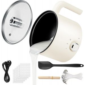 Mevronisshop-Fondeur De Cire Bougie Electrique, 1.8l/60oz Machine Fondre Cire Bougie, Kit Fabrication Bougies Avec Bec Verseur, M&egrave;ches, Autocollants Pour M&egrave;ches, Dispositif De Centrage, Cuill&egrave;re - Neuf