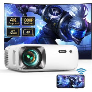 CHECARZHN--NO1-Videoprojecteur, 25000Lm 4K Supporte Retroprojecteur, Native 1080P Full Hd Wifi6 Bluetooth Projecteur Portable, Video Projecteur 4P/4D Zoom, Home Cinéma Pour Ios/Android/Windows - Neuf