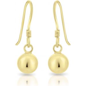 Kal-&reg; Petites Boucles D'oreilles Pendantes Crochet En Argent Fin 925, Plaqu&eacute; Or Jaune Ou Or Rose Avec Boule - Longueur 22 Mm - Diam&egrave;tre Boule: 6 Mm - Neuf