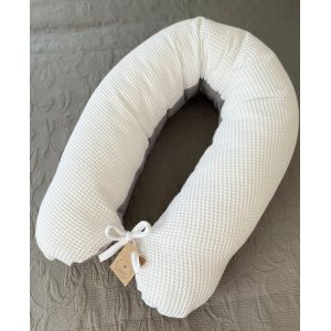Coussin De Grossesse - Coussin D'allaitement - 170 Cm - Coussin De Positionnement Lat&eacute;ral 100 % Coton - Avec Housse Amovible - Coussin Ergonomique Pour Dormir (Gaufr&eacute; Vieux Rose/Gris Lisse) - Neuf